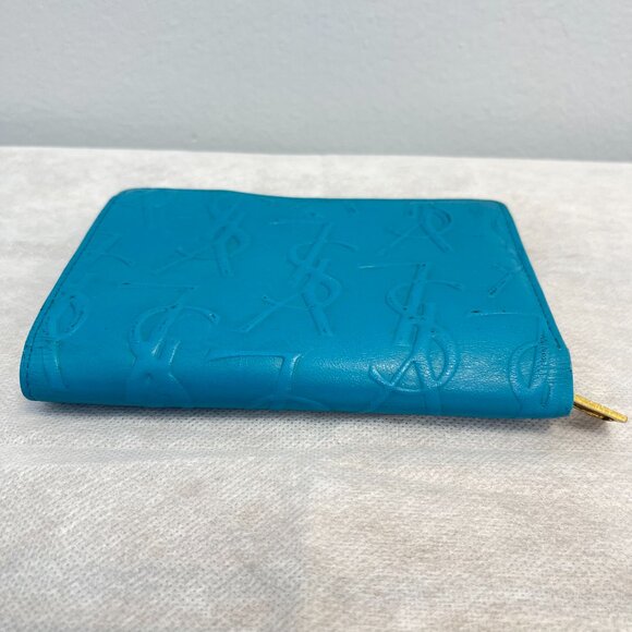 Yves Saint Laurent YSL Vintage Turquoise Compact Bifold Wallet - Preowned - Picture 10 of 13